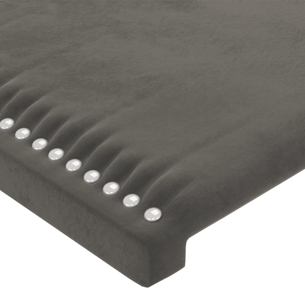 sengegavl med kanter 147x23x118/128 cm fløjl mørkegrå