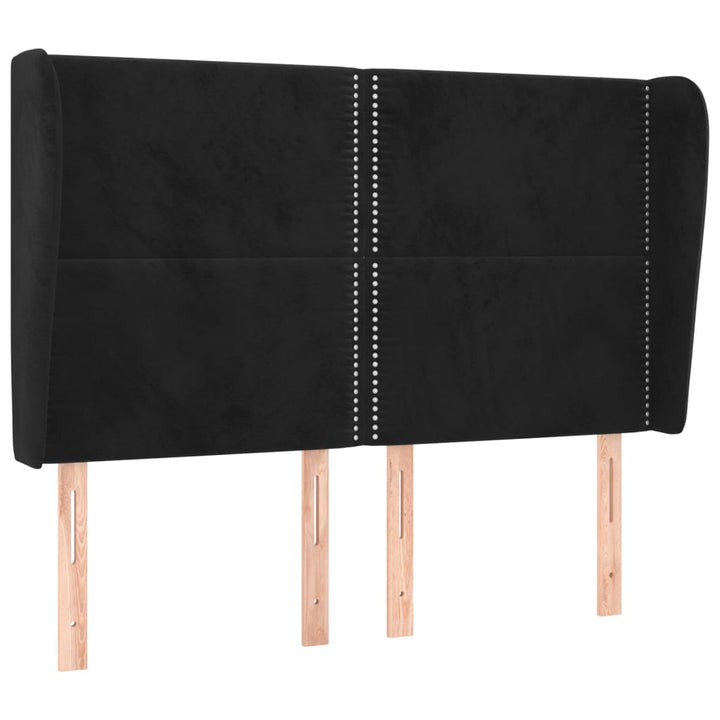 sengegavl med kanter 147x23x118/128 cm fløjl sort