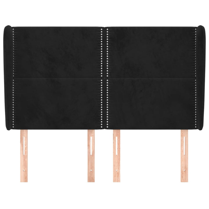 sengegavl med kanter 147x23x118/128 cm fløjl sort