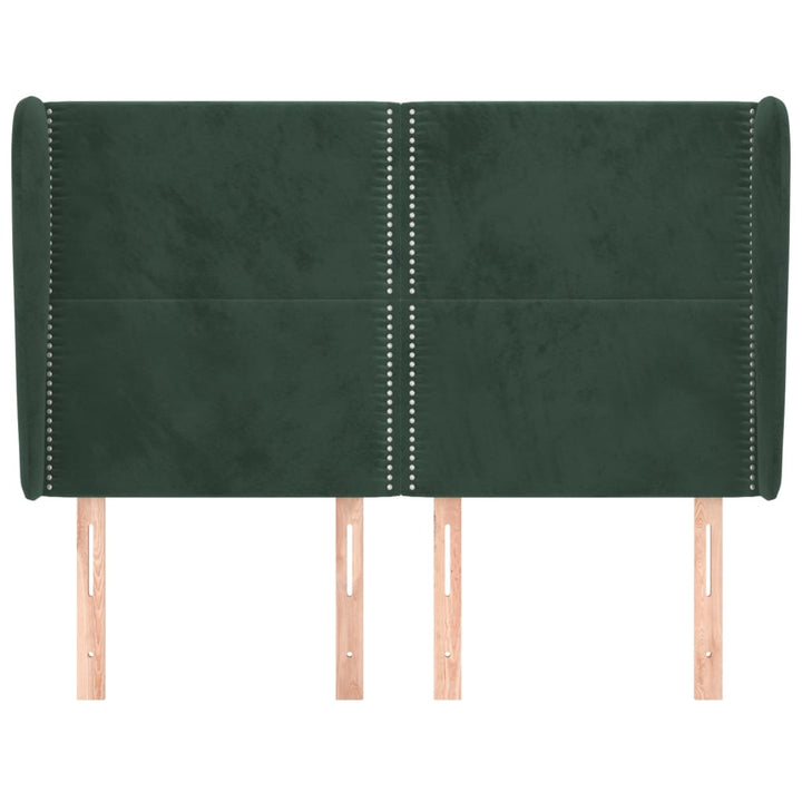 sengegavl med kanter 147x23x118/128 cm fløjl mørkegrøn