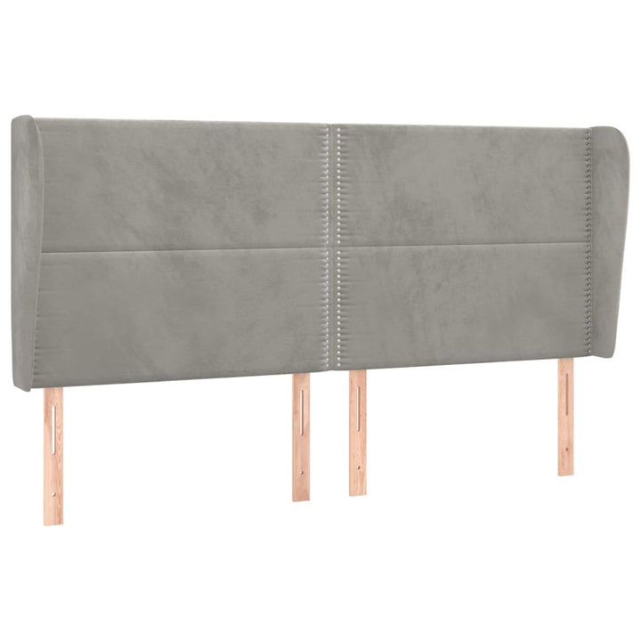sengegavl med kanter 163x23x118/128 cm fløjl lysegrå