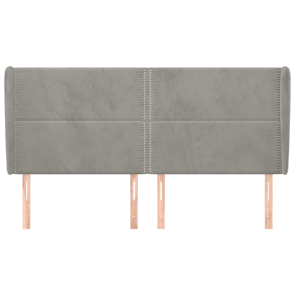 sengegavl med kanter 163x23x118/128 cm fløjl lysegrå