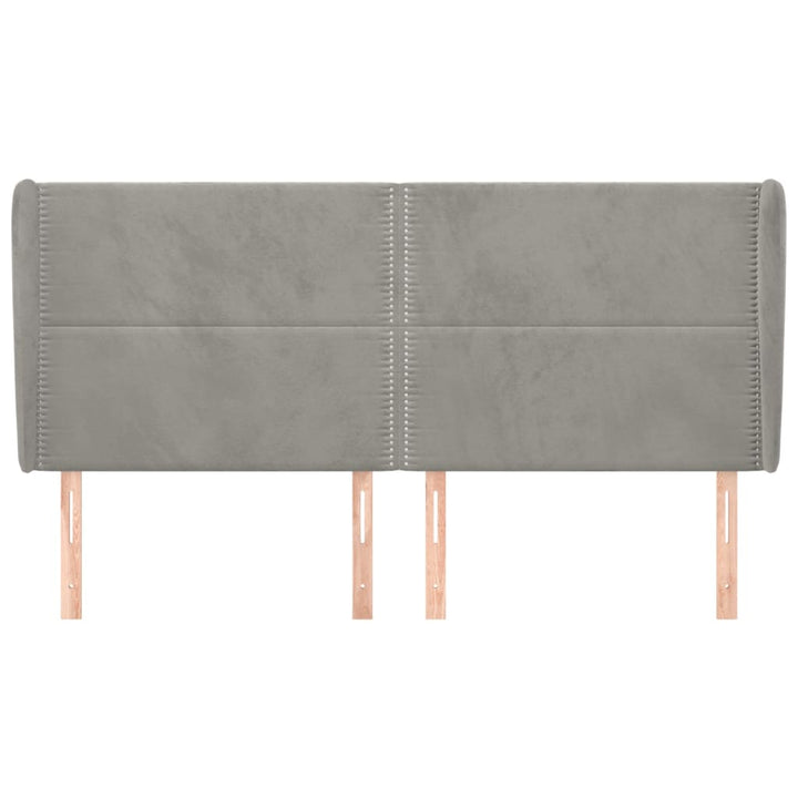 sengegavl med kanter 163x23x118/128 cm fløjl lysegrå
