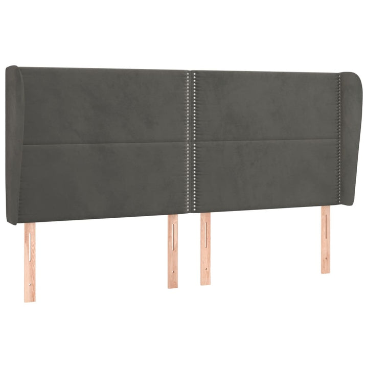 sengegavl med kanter 163x23x118/128 cm fløjl mørkegrå