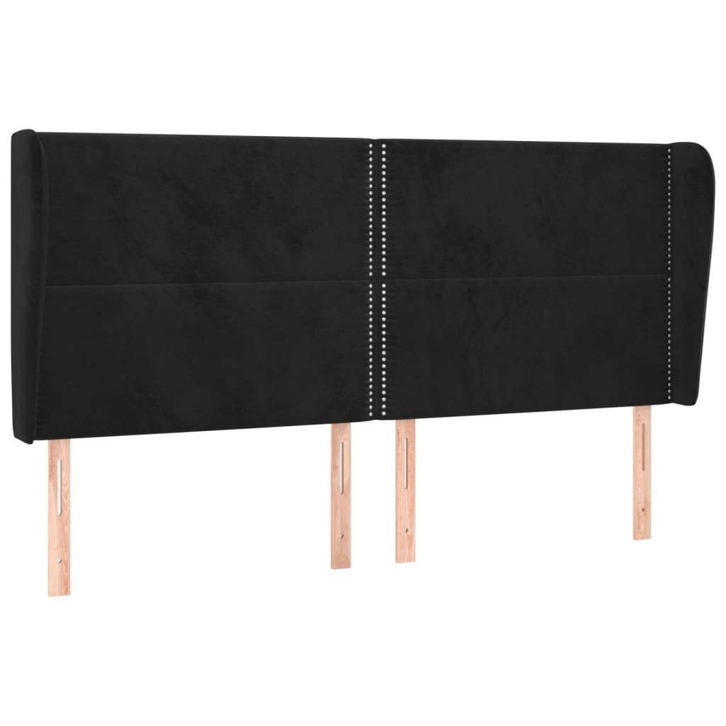 sengegavl med kanter 163x23x118/128 cm fløjl sort