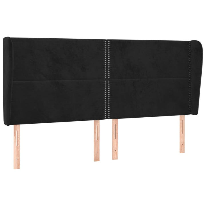 sengegavl med kanter 163x23x118/128 cm fløjl sort