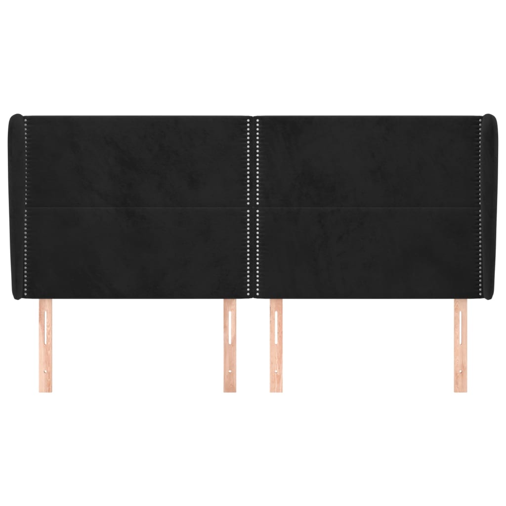 sengegavl med kanter 163x23x118/128 cm fløjl sort