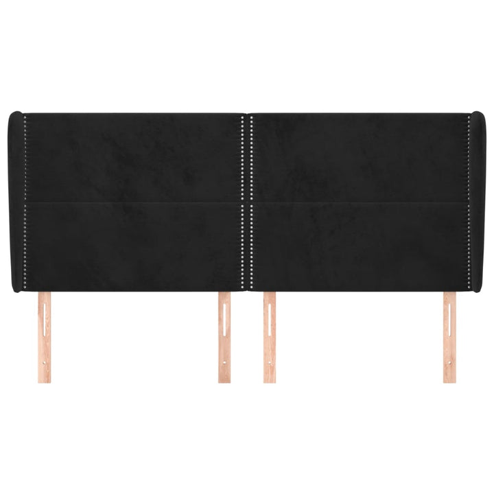 sengegavl med kanter 163x23x118/128 cm fløjl sort