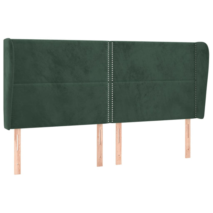 sengegavl med kanter 163x23x118/128 cm fløjl mørkegrøn