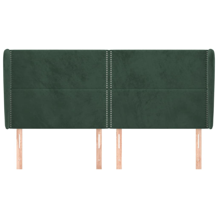 sengegavl med kanter 163x23x118/128 cm fløjl mørkegrøn