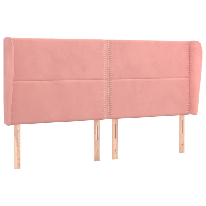 sengegavl med kanter 163x23x118/128 cm fløjl lyserød