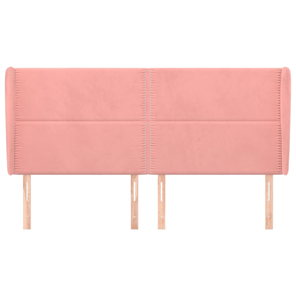 sengegavl med kanter 163x23x118/128 cm fløjl lyserød