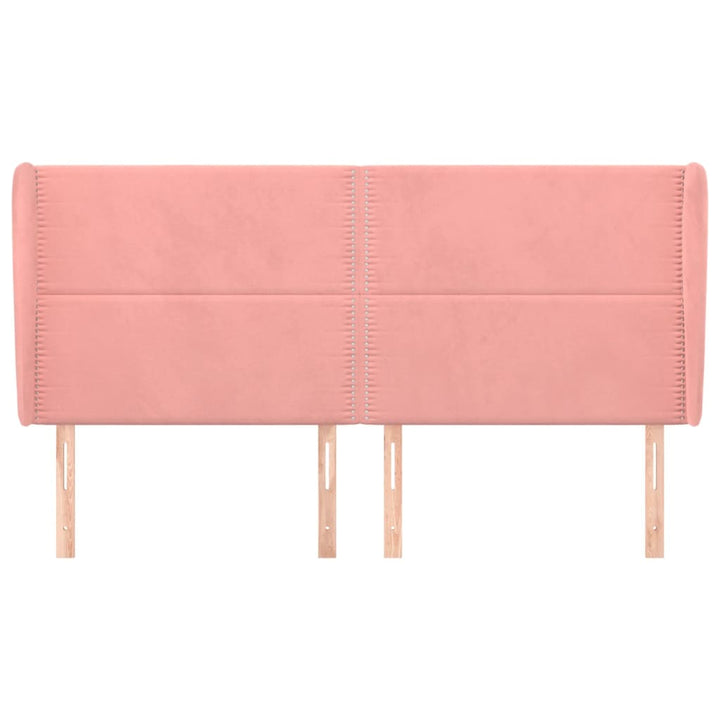sengegavl med kanter 163x23x118/128 cm fløjl lyserød