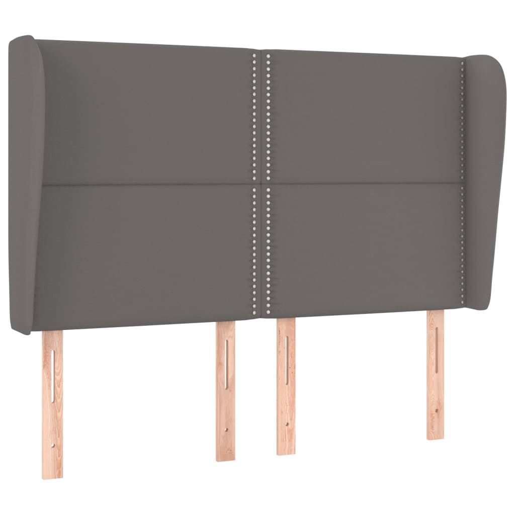 sengegavl med kanter 147x23x118/128 cm kunstlæder grå