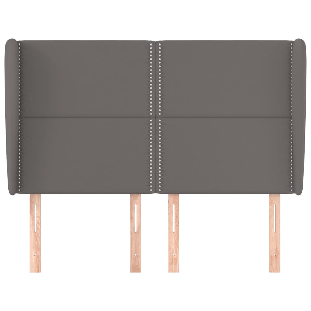 sengegavl med kanter 147x23x118/128 cm kunstlæder grå