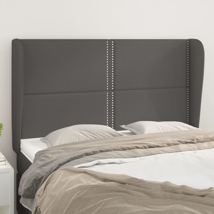 sengegavl med kanter 147x23x118/128 cm kunstlæder grå