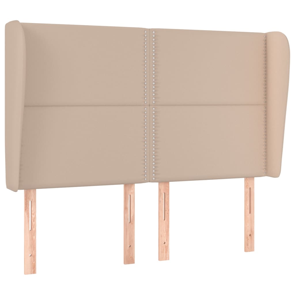 sengegavl med kanter 147x23x118/128 cm kunstlæder cappuccino