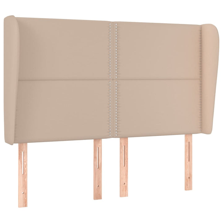 sengegavl med kanter 147x23x118/128 cm kunstlæder cappuccino