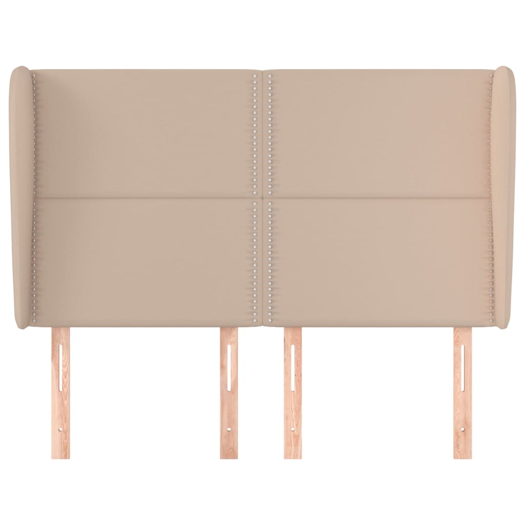 sengegavl med kanter 147x23x118/128 cm kunstlæder cappuccino
