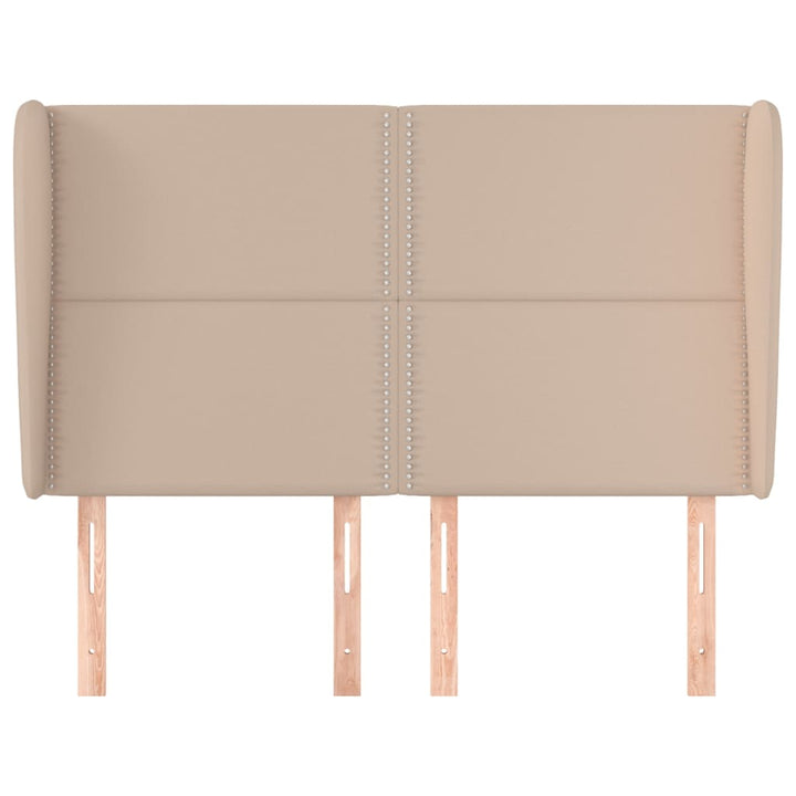 sengegavl med kanter 147x23x118/128 cm kunstlæder cappuccino