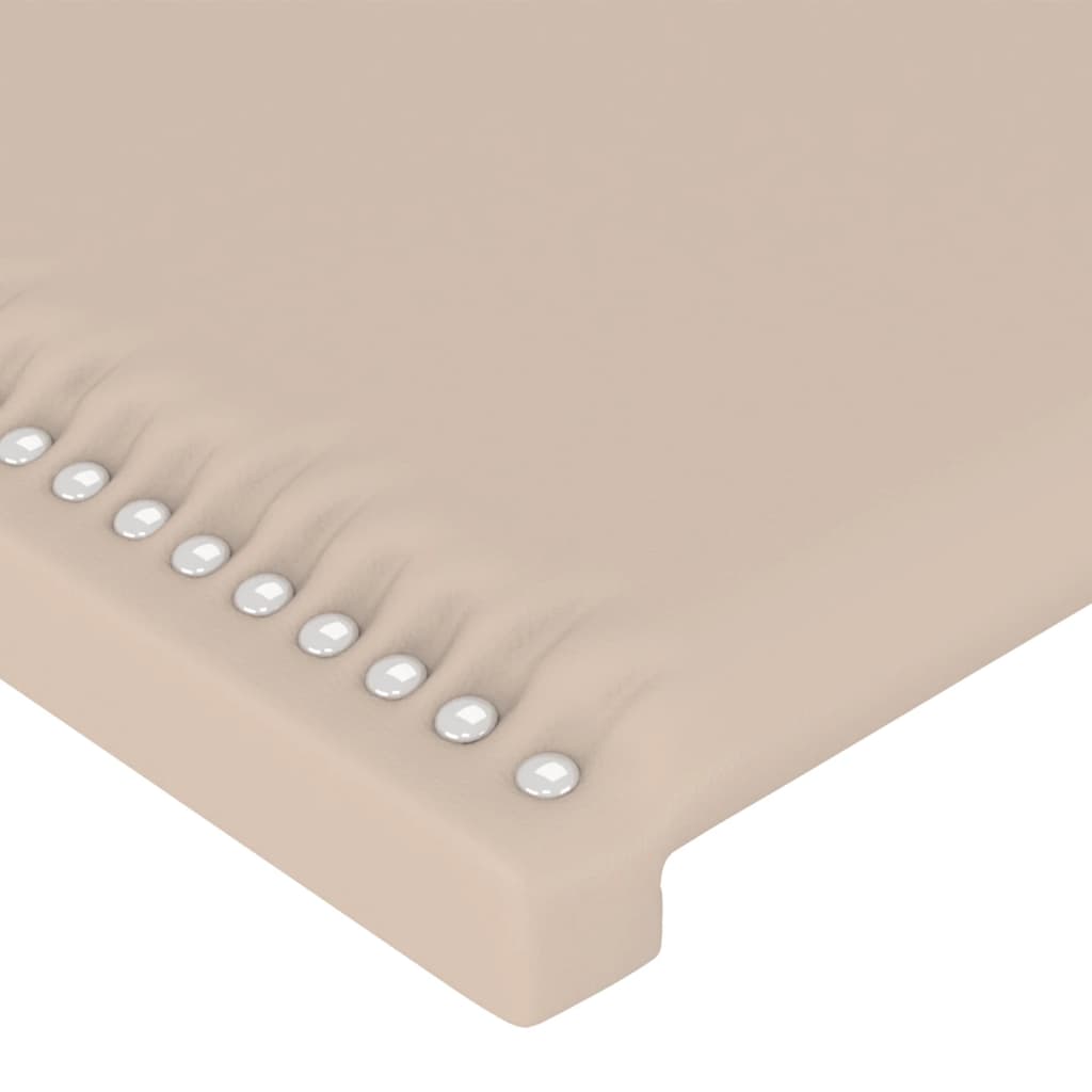 sengegavl med kanter 147x23x118/128 cm kunstlæder cappuccino