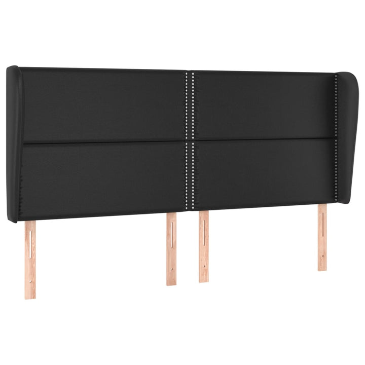 sengegavl med kanter 163x23x118/128 cm kunstlæder sort