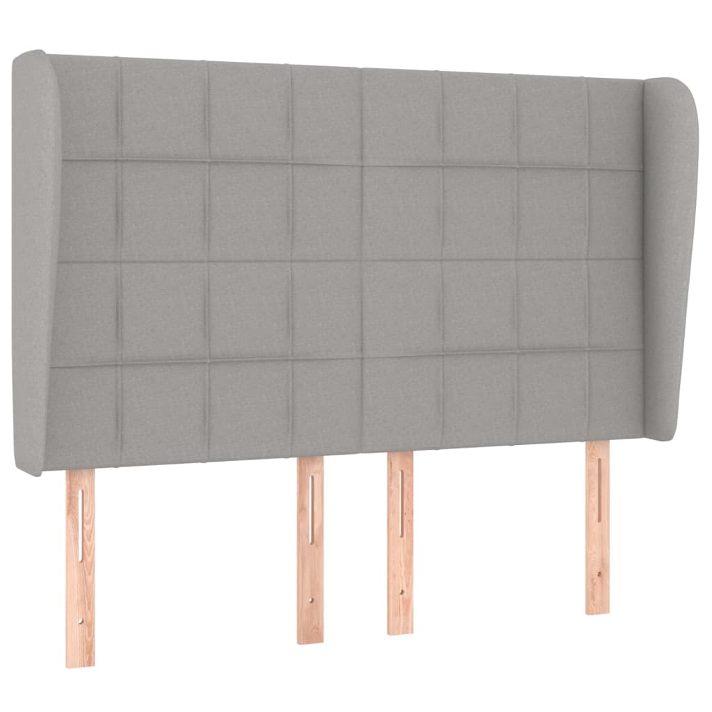 sengegavl med kanter 147x23x118/128 cm stof lysegrå