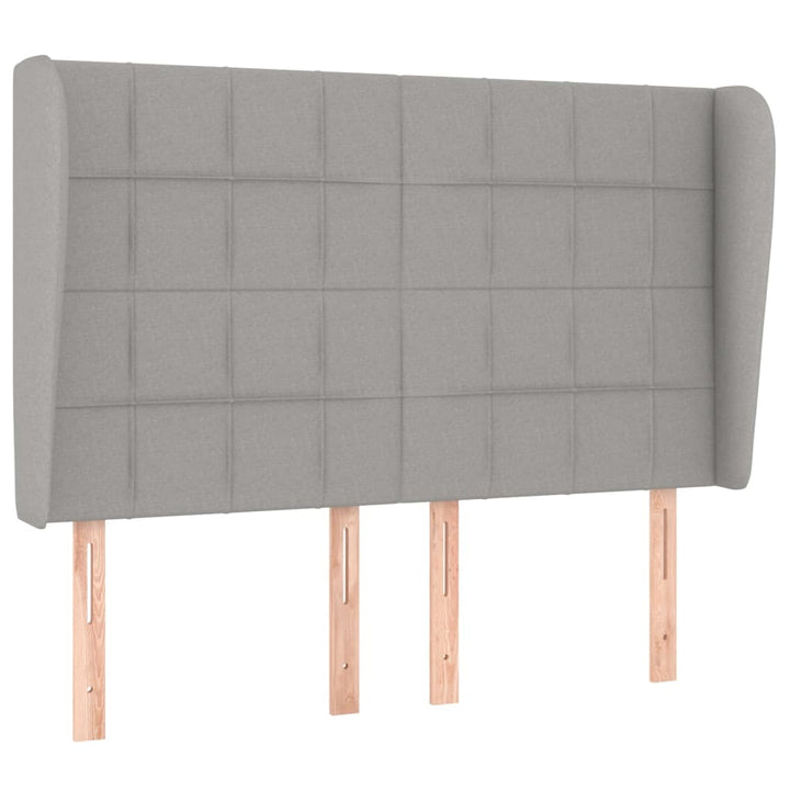 sengegavl med kanter 147x23x118/128 cm stof lysegrå