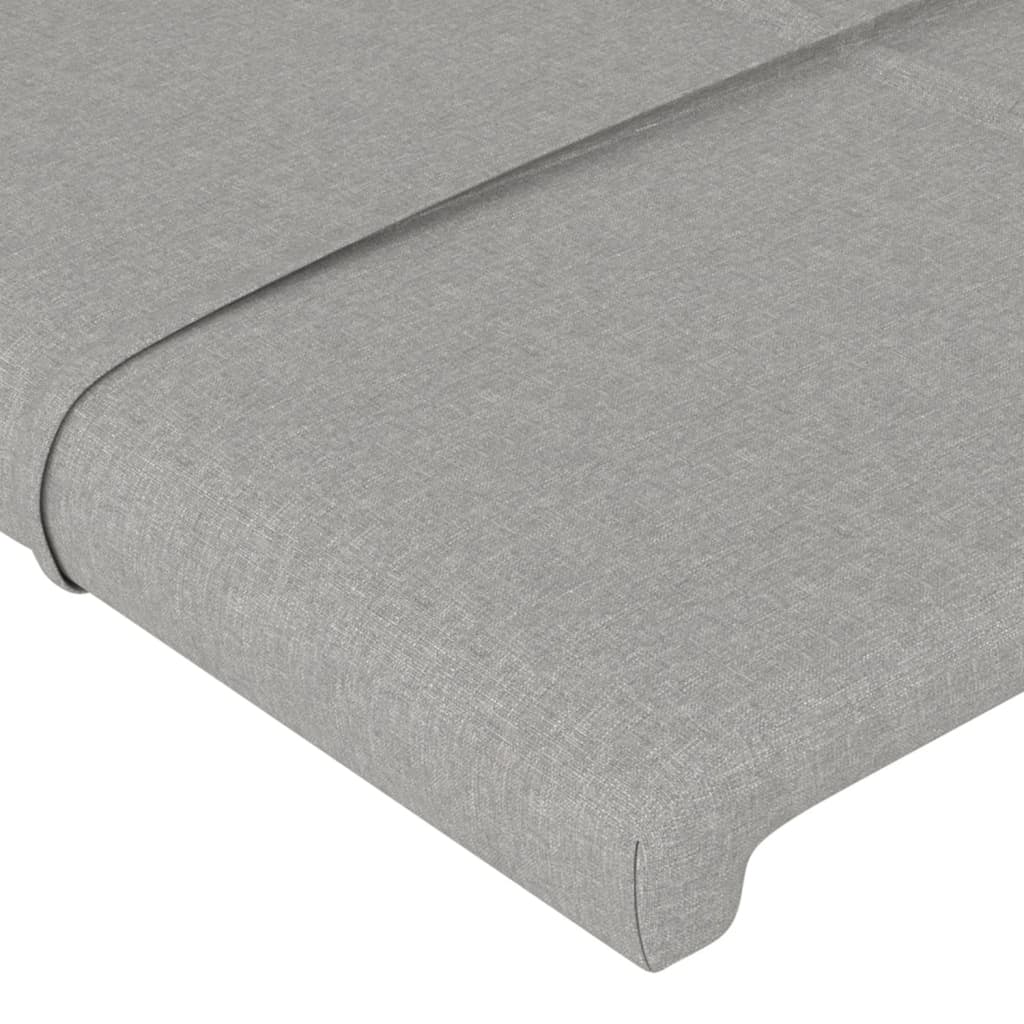sengegavl med kanter 147x23x118/128 cm stof lysegrå