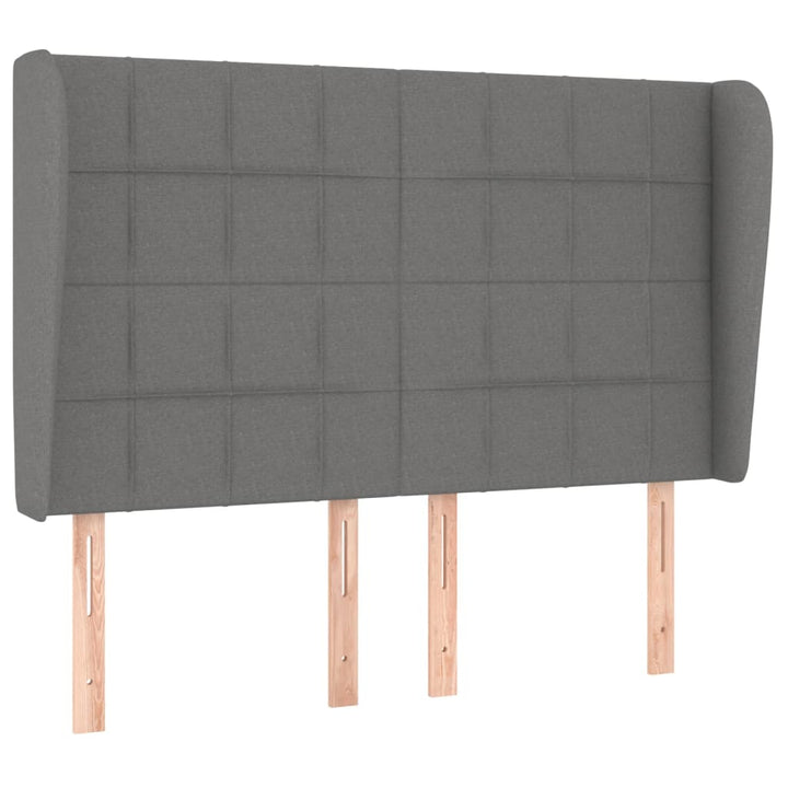 sengegavl med kanter 147x23x118/128 cm stof mørkegrå