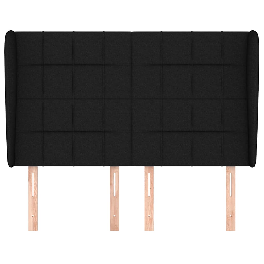 sengegavl med kanter 147x23x118/128 cm stof sort