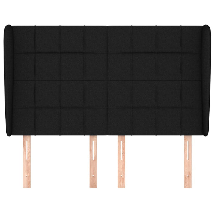 sengegavl med kanter 147x23x118/128 cm stof sort