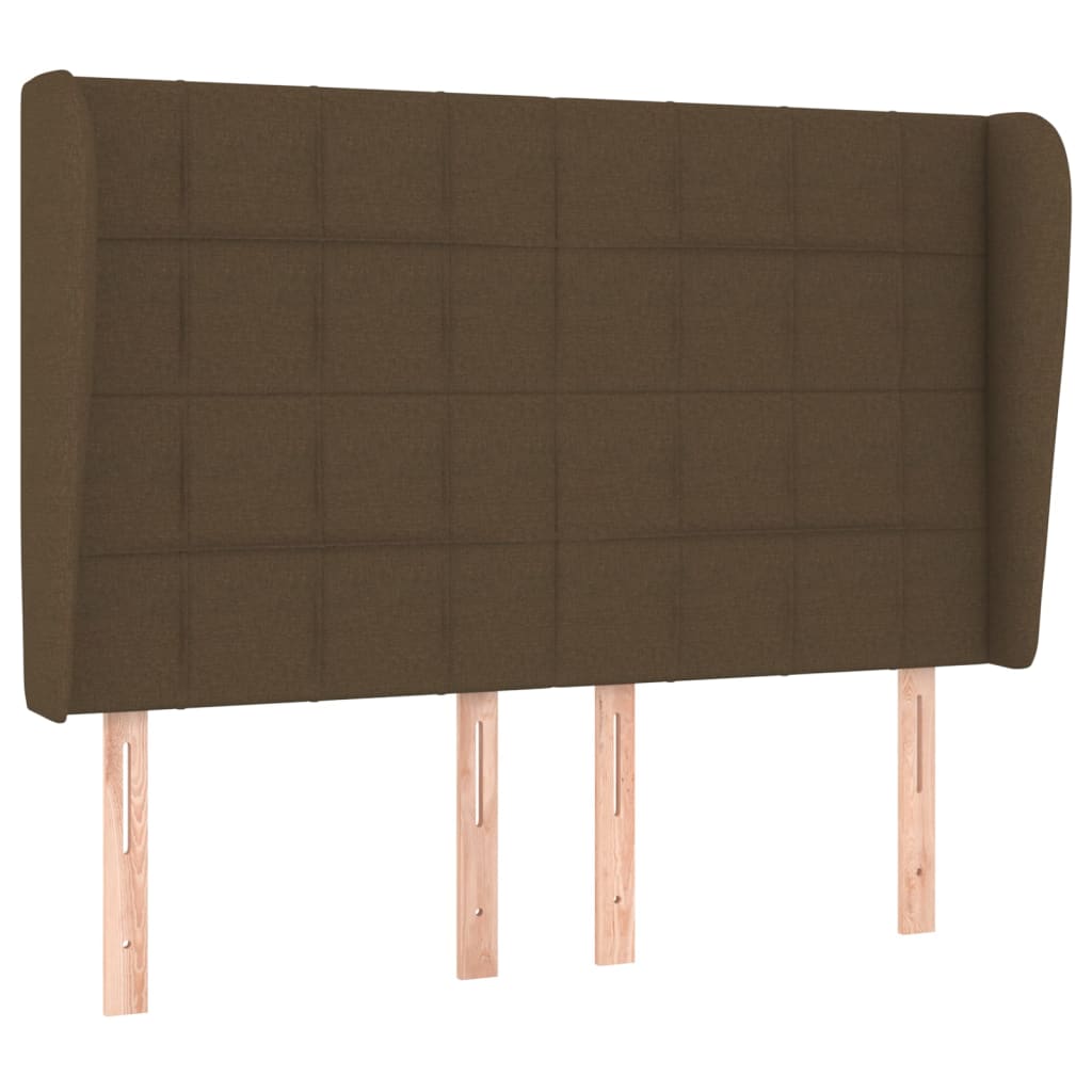 sengegavl med kanter 147x23x118/128 cm stof mørkebrun