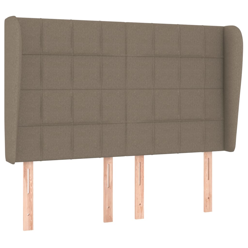 sengegavl med kanter 147x23x118/128 cm stof gråbrun