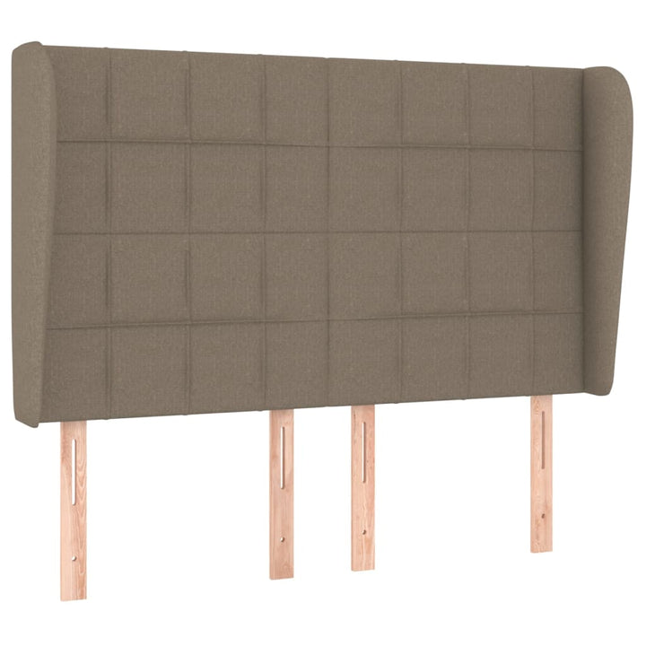 sengegavl med kanter 147x23x118/128 cm stof gråbrun
