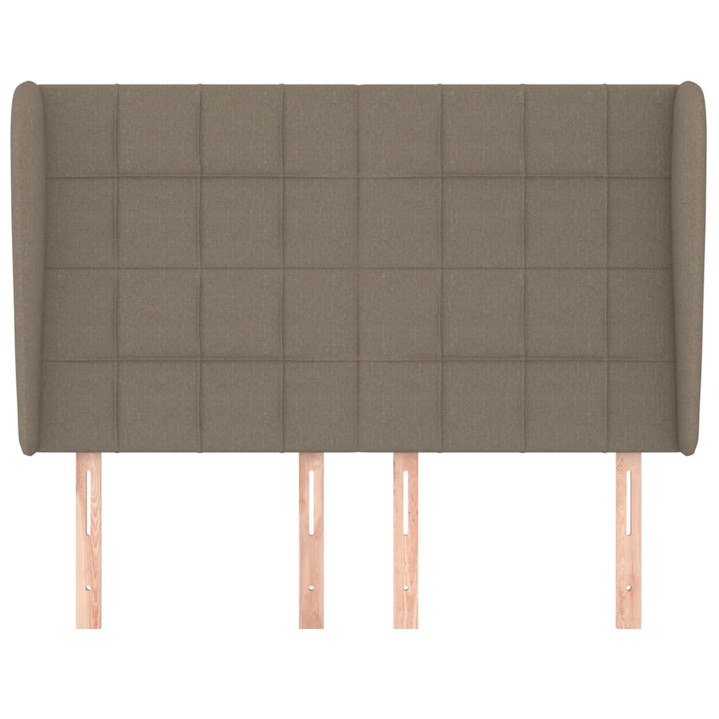 sengegavl med kanter 147x23x118/128 cm stof gråbrun