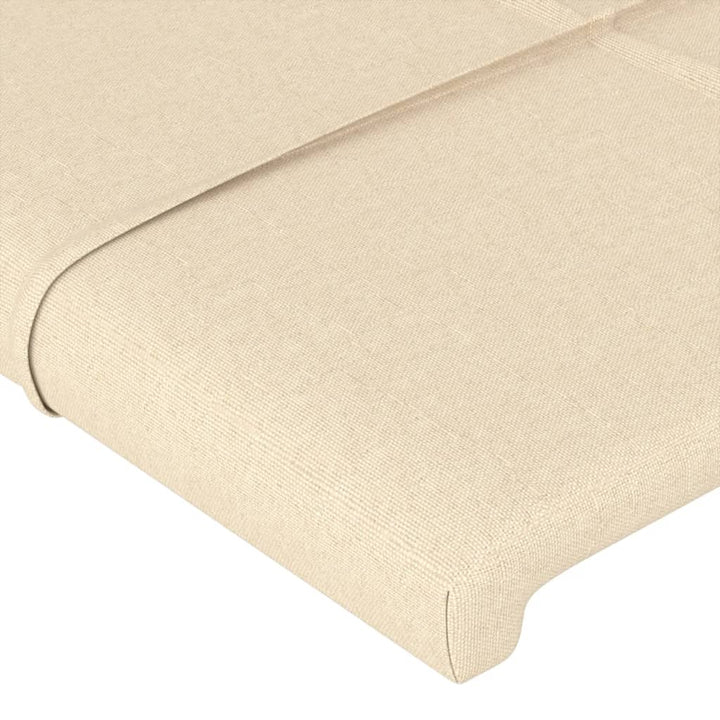 sengegavl med kanter 147x23x118/128 cm stof cremefarvet