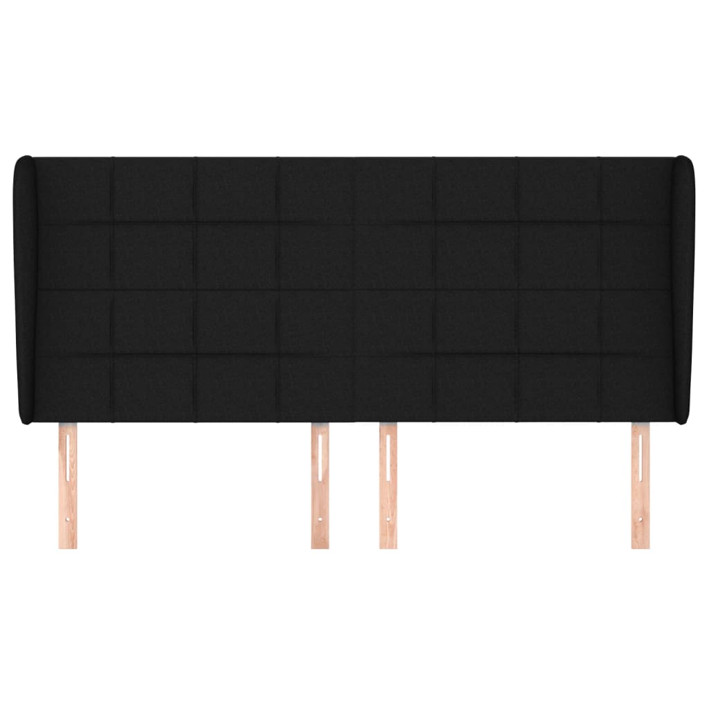 sengegavl med kanter 163x23x118/128 cm stof sort
