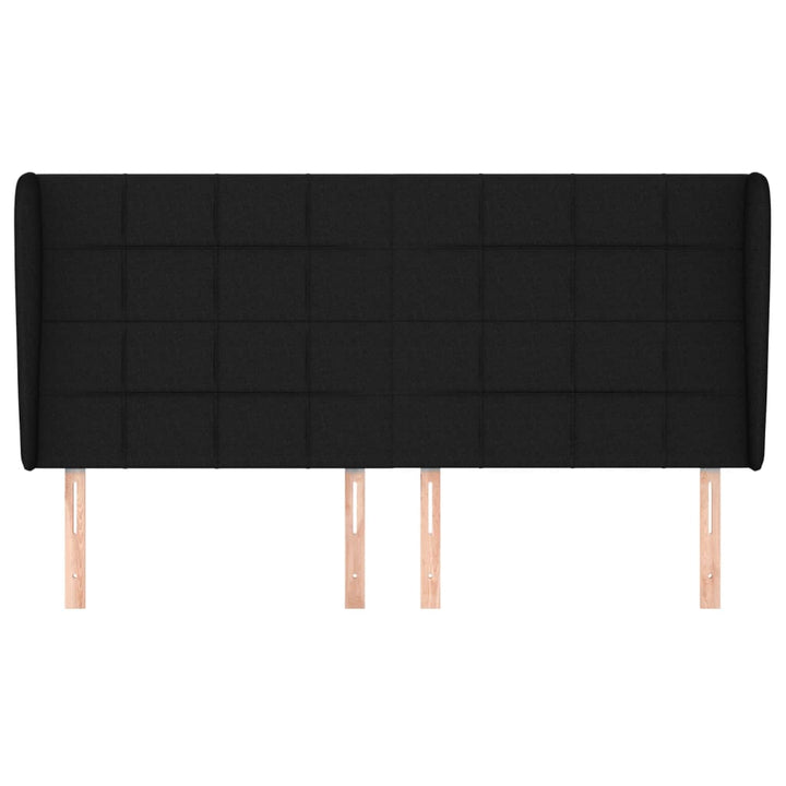 sengegavl med kanter 163x23x118/128 cm stof sort