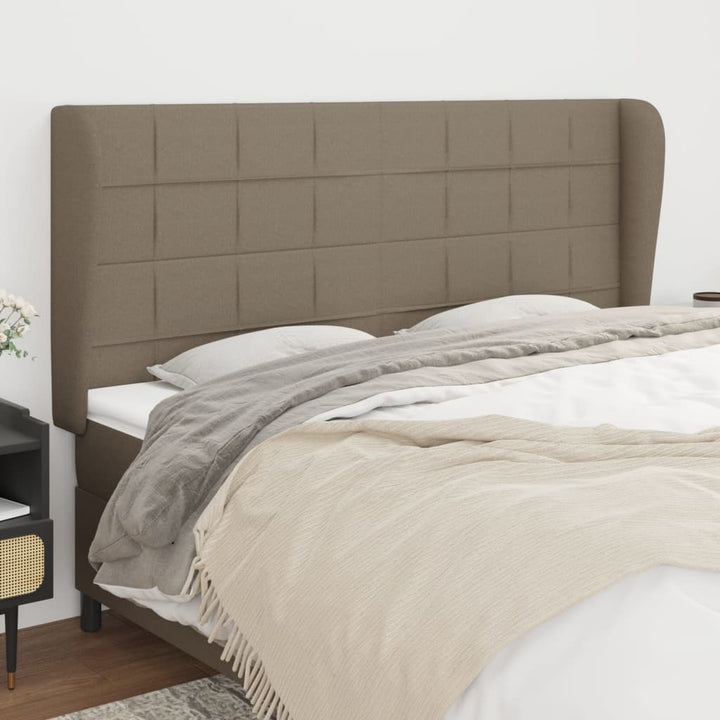 sengegavl med kanter 163x23x118/128 cm stof gråbrun