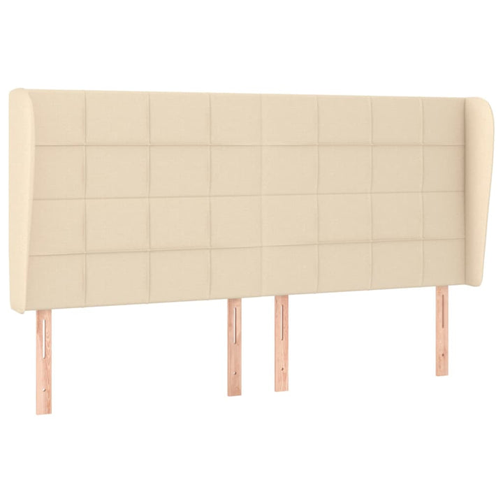 sengegavl med kanter 163x23x118/128 cm stof cremefarvet