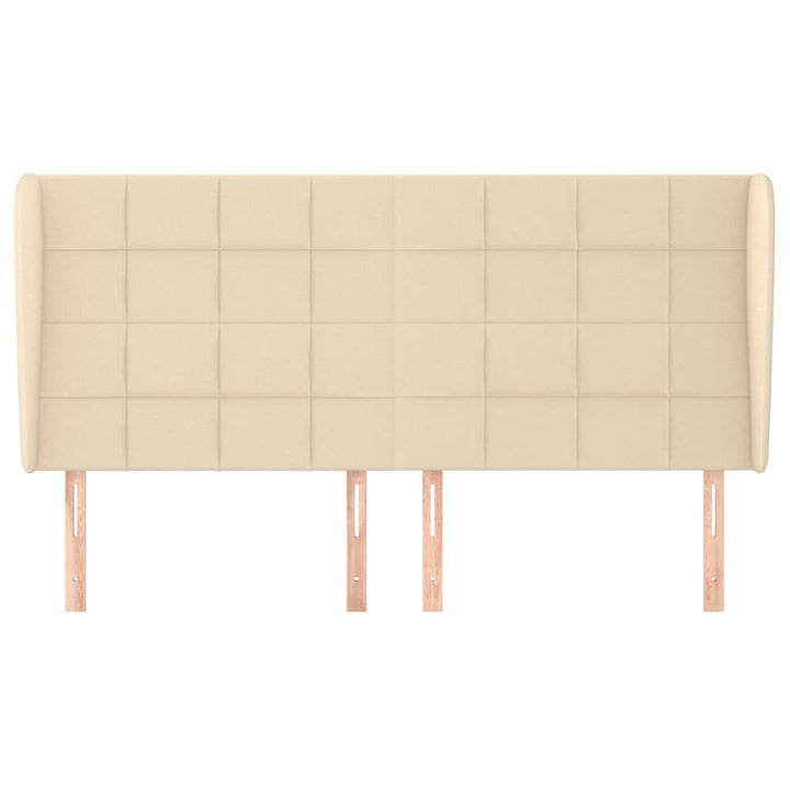 sengegavl med kanter 163x23x118/128 cm stof cremefarvet