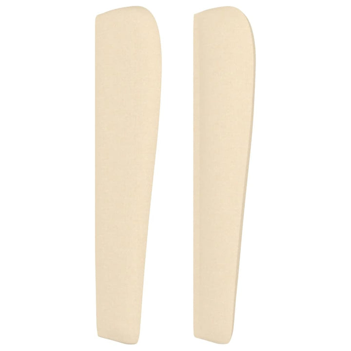 sengegavl med kanter 163x23x118/128 cm stof cremefarvet