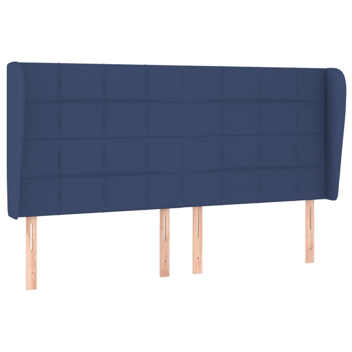 sengegavl med kanter 163x23x118/128 cm stof blå