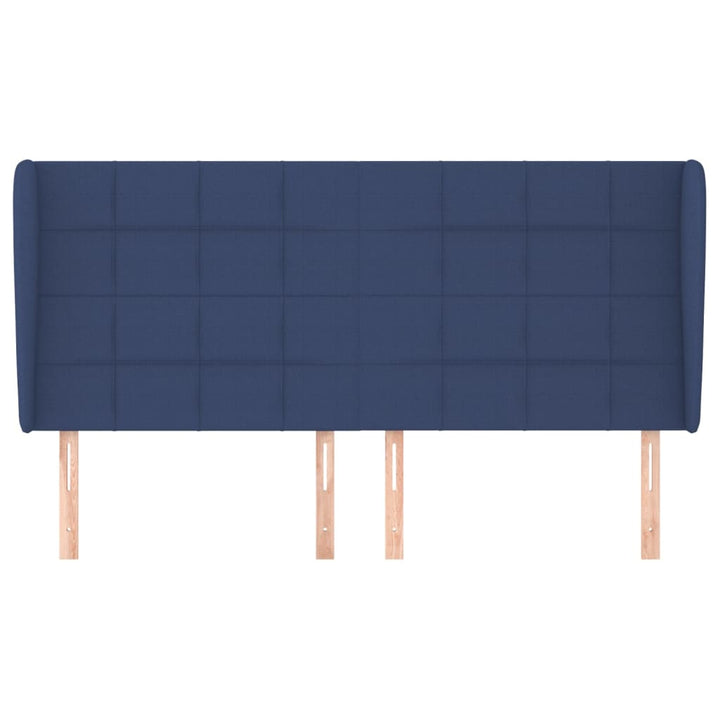 sengegavl med kanter 163x23x118/128 cm stof blå
