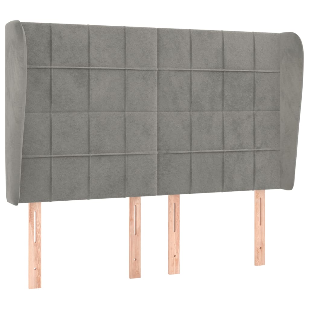 sengegavl med kanter 147x23x118/128 cm fløjl lysegrå