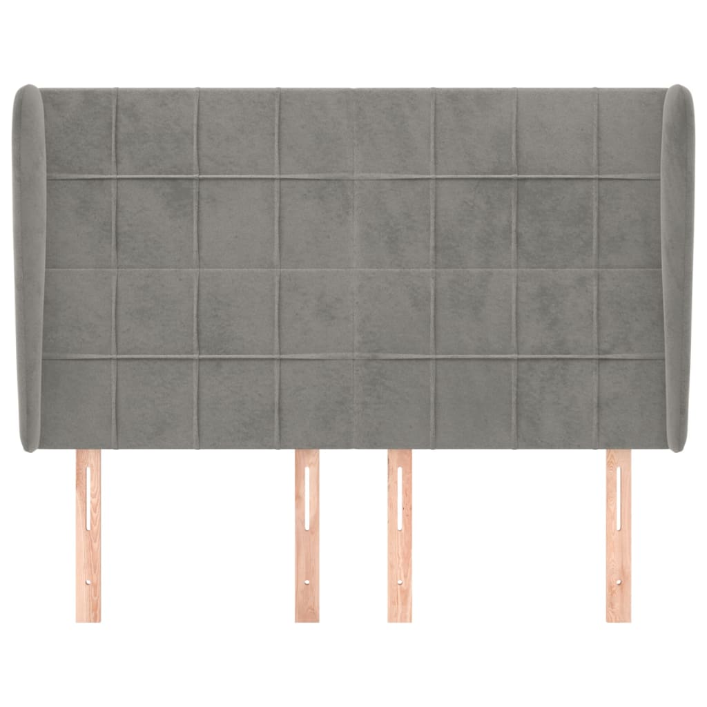 sengegavl med kanter 147x23x118/128 cm fløjl lysegrå