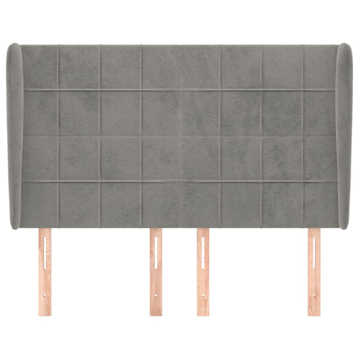 sengegavl med kanter 147x23x118/128 cm fløjl lysegrå