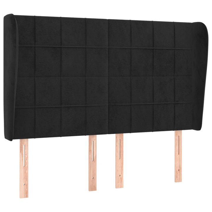 sengegavl med kanter 147x23x118/128 cm fløjl sort