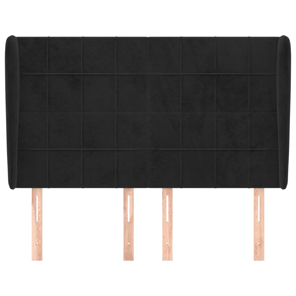 sengegavl med kanter 147x23x118/128 cm fløjl sort